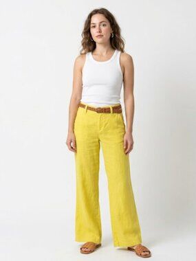 Anthropologie Level 99 Newport Wide Leg Linen Trousers Boho Coastal Pants Sz 30